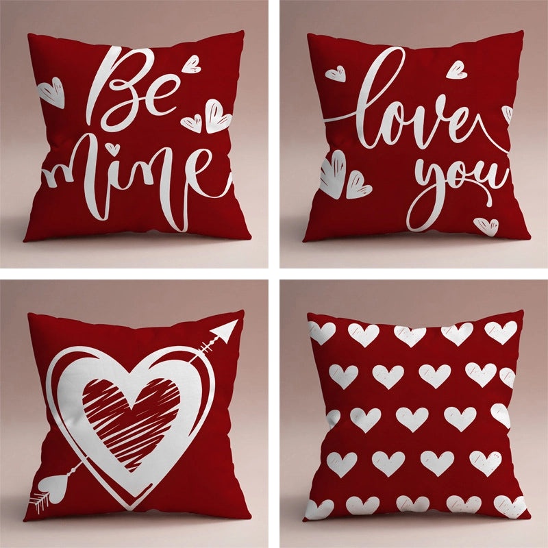 Elegant Heart-Shaped Polyester Pillow Covers for Valentine's Day | Home Decor & Sofa Accessories