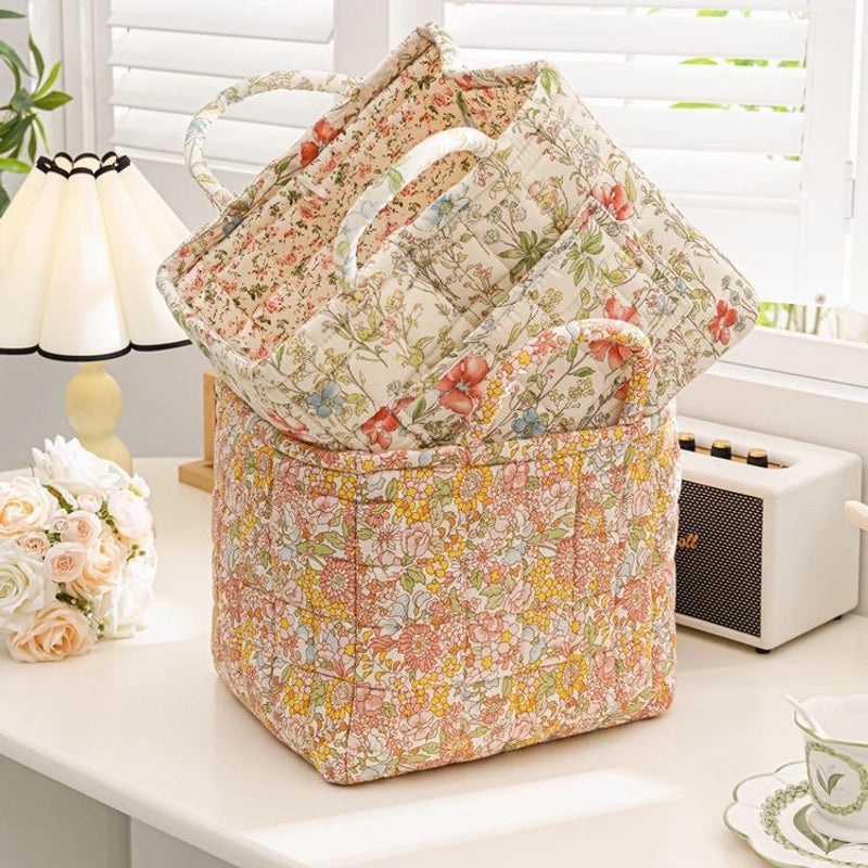 Floral Cotton Storage Basket for Home Organization|Home Storage & Organization