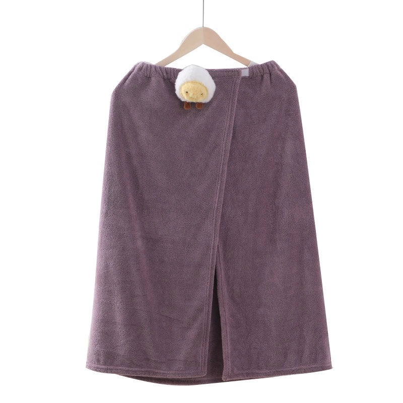 Cartoon Doll Coral Fleece Bathrobe and Dry Hair Hat Two-Piece Set for Women | Bath & Spa Accessories