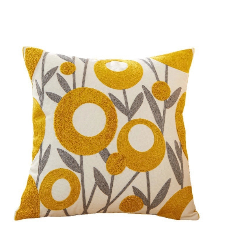 Embroidered Cotton Floral Cushion Cover Soft Decorative Pillow Case for Sofa Bedside Home Decor|Home Decor & Pillows