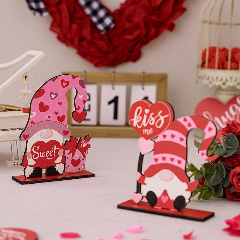 Valentine’s Day Heart Shaped Plywood Indoor Date Ornament Rudolph Doll Table Decor|Home Decor