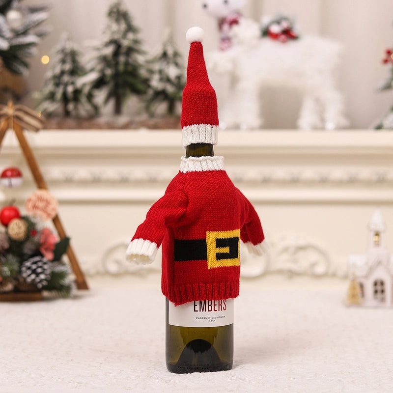 Acrylic Wool Knitted Christmas Wine Bottle Set for Restaurant Decor|Home Decor and Holiday Decorations