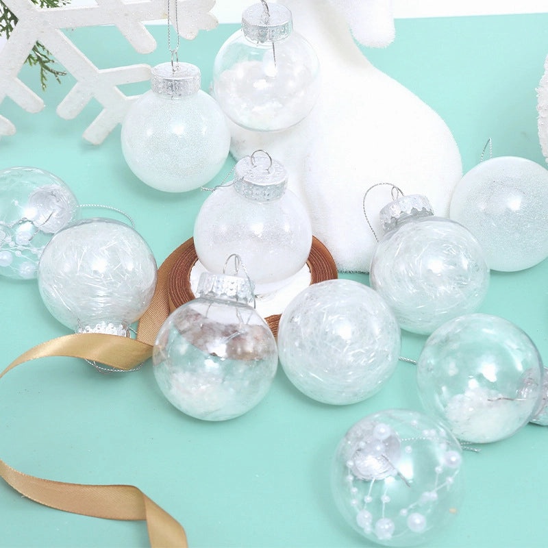 Set of 24 Transparent Plastic Christmas Balls 6cm & 8cm | Christmas Tree Decorations | Holiday Ornaments | Xmas Pendants | Festive Decor | Christ