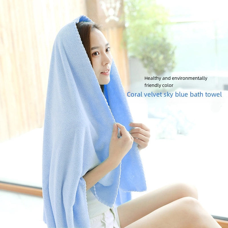 Soft and Absorbent Coral Fleece Bath Towel 70x140cm, High-Density Warm Home Towel | Bath Towels & Accessories