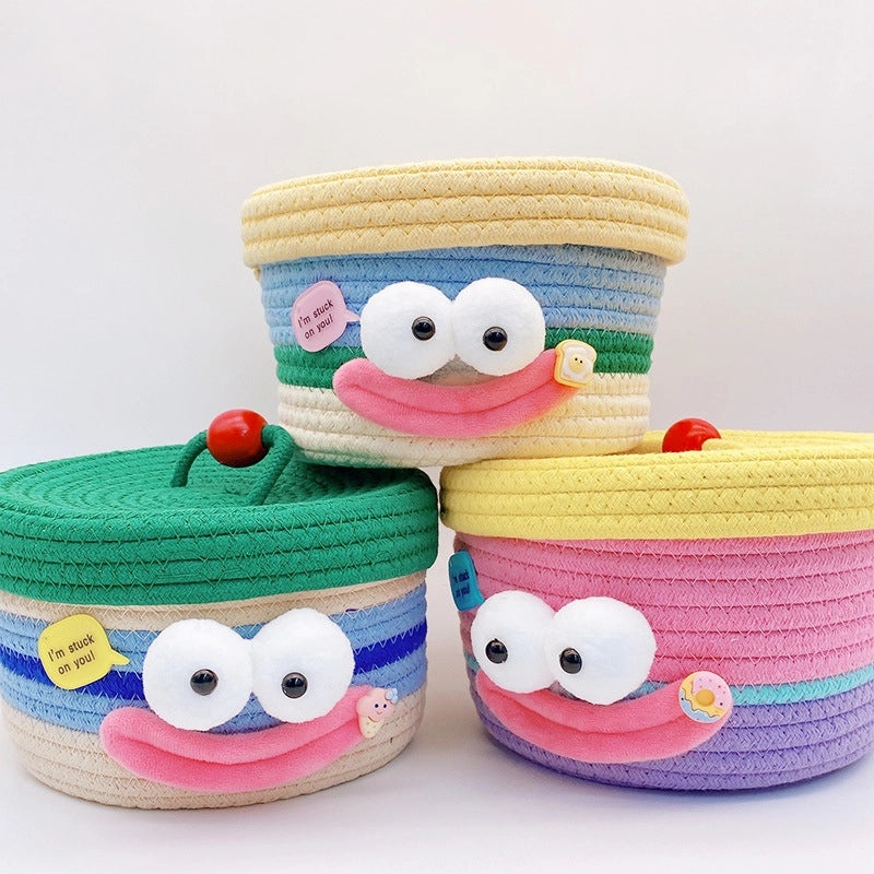 Adorable Cartoon Print Cotton Rope Storage Basket Organizer|Home Storage & Organization