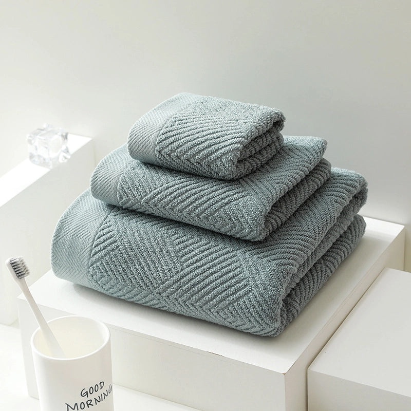 Thickened Cotton Face Towel Set for Adults Soft and Absorbent Household Bath Towels with Embroidered Logo|Home Textiles & Towels