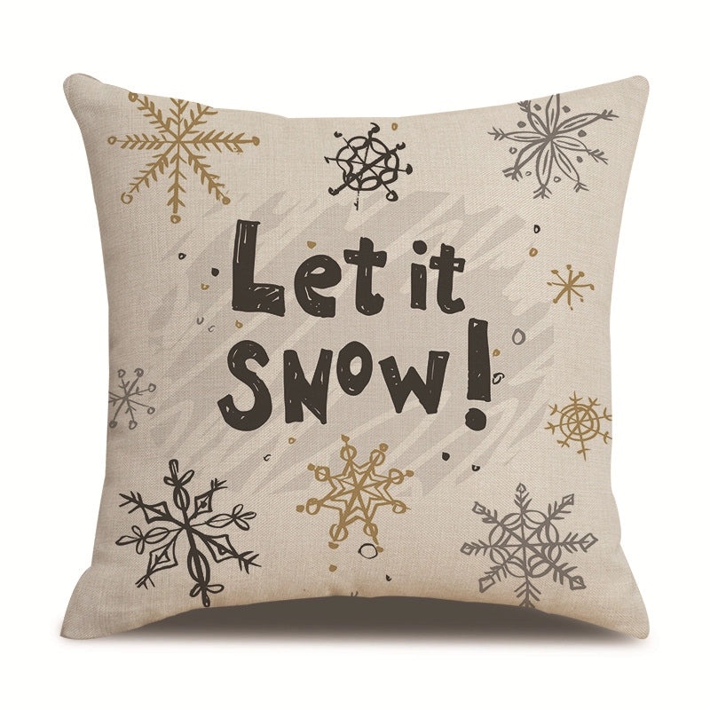 Minimalist Christmas Tree and Snowman Linen Pillow Covers | Home Decor & Sofa Accessories