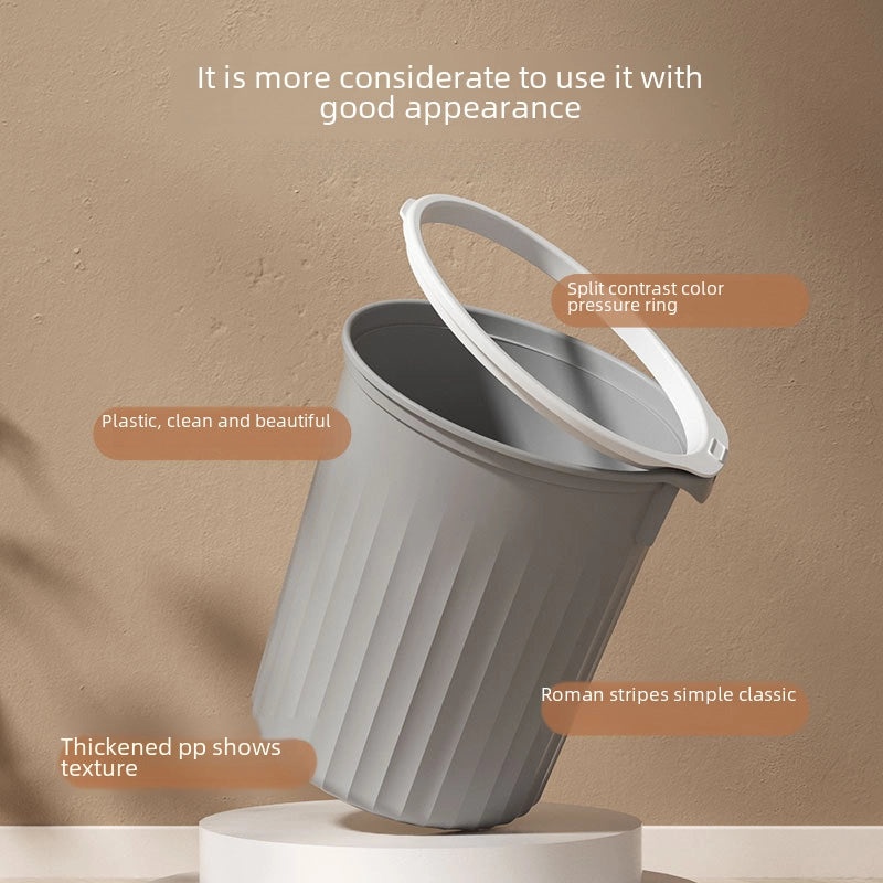 High-Quality Plastic Kitchen and Bathroom Trash Bin Large Uncovered Simple Design Pressure Ring|Home & Kitchen Storage