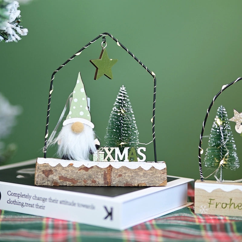 Christmas Classic Wooden Santa Claus Christmas Tree Ornament Holiday Home Decor with Lights|Holiday Decorations