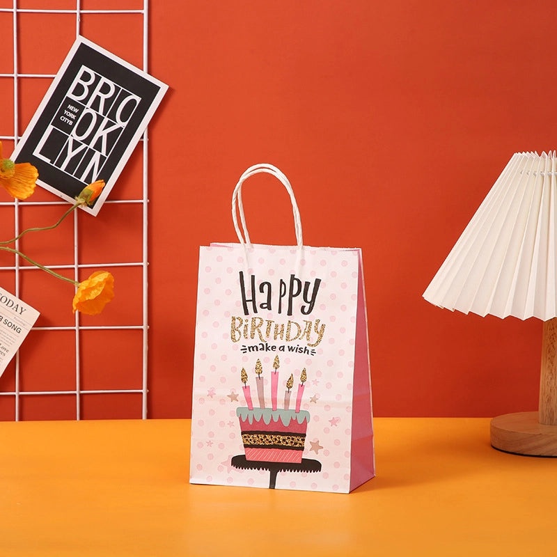 Classic Birthday Gift Bags with Letter Print|Party Supplies