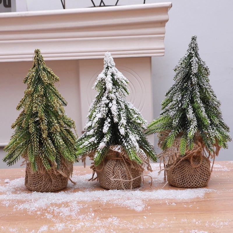 Mini Flocked Christmas Tree Desktop Decor Small Holiday Scene Prop|Home Decor & Seasonal Decorations