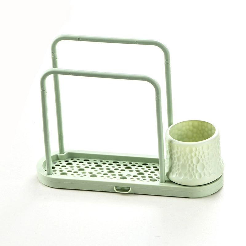 Punch-Free Sink Draining Rack with Steel Ball Sponge Holder for Kitchen Cleaning Supplies | Kitchen Storage