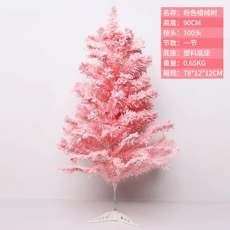 PVC Christmas Tree in Pink Blue Flocking Cedar 60-180cm Desktop Mall Decoration|Holiday Decor