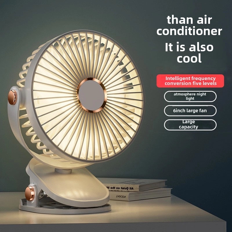 USB Rechargeable Mini Clip Fan Portable Silent Night Light Fan for Dormitory Students|Home & Living > Fans & Cooling