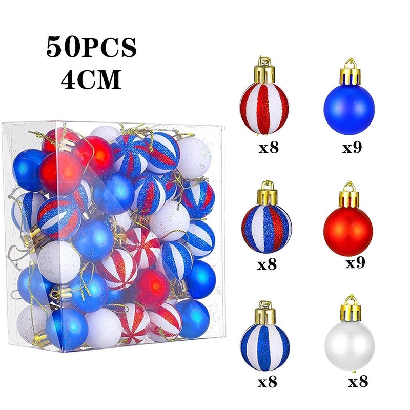 4CM Patriotic American Independence Day Ball Pendants 50 Pieces | Home Decor & Holiday Accessories