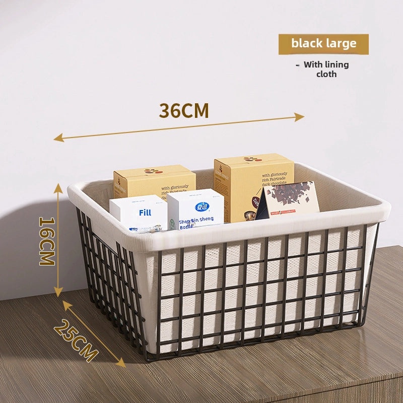 Wrought Iron Storage Basket with Wooden Handle Nordic Desktop Snack Organizer|Home Storage & Organization