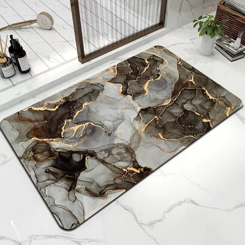 Diatom Mud Absorbent Bathroom Floor Mat Marble Design Large Non-Slip Door Mat | Home & Bath Accessories