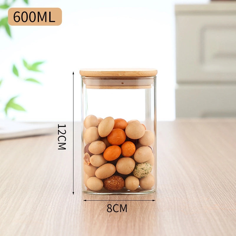 Minimalist Solid Color Wooden Glass Storage Box for Home Organization|Home Storage Containers