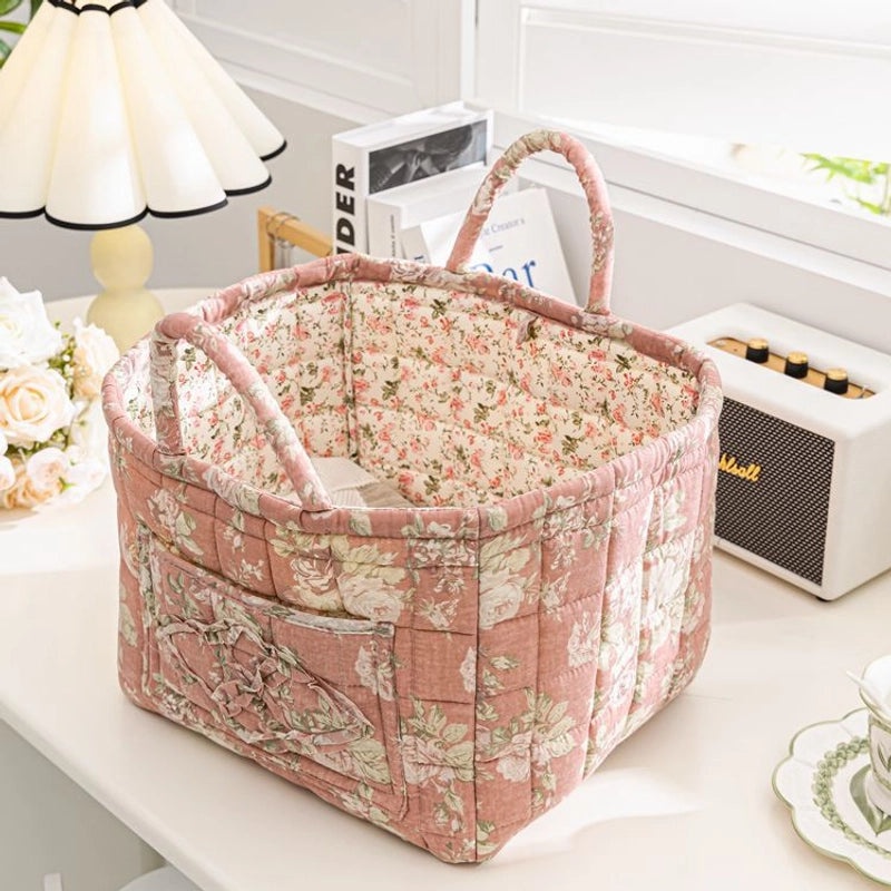 Floral Cotton Storage Basket for Home Organization|Home Storage & Organization