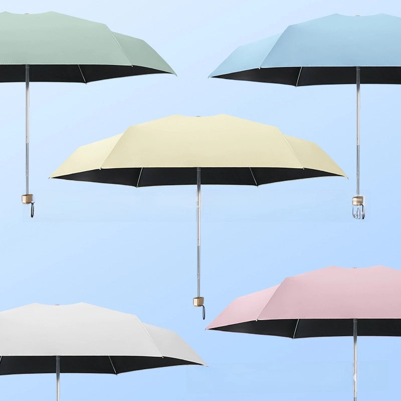Ultra Lightweight Portable Mini Sun Umbrella with UV Protection, 6 Bones, Black Rubber Handle | Sun Protection Umbrellas