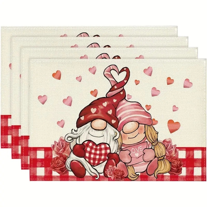 Romantic Heart-Shaped Rose Linen Cotton Blend Pillow Cover|Home Decor Accessories