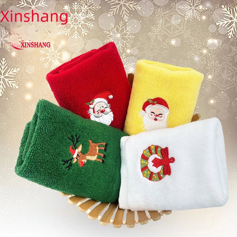 Personalized Embroidered Christmas Cotton Face Towel 32x45cm Soft Custom Gift Towel|Home & Living Bath Towels
