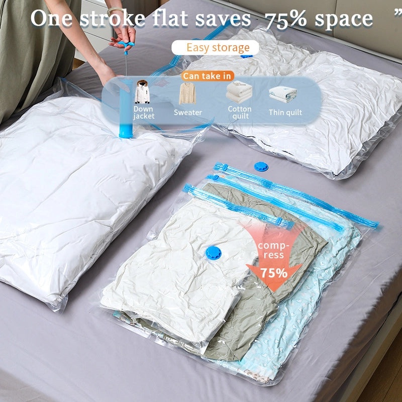 Transparent Vacuum Compression Storage Bag for Clothes Quilts Hand Roll Thickened Explosion-proof Zipper | Home Storage & Organization