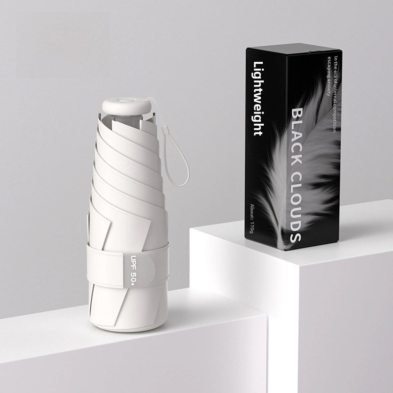 60% Foldable Sun Umbrella Women’s UV Protection Compact Portable Sunscreen Rainproof Dual-Use Mini Card Pocket|Umbrellas & Sun Protection