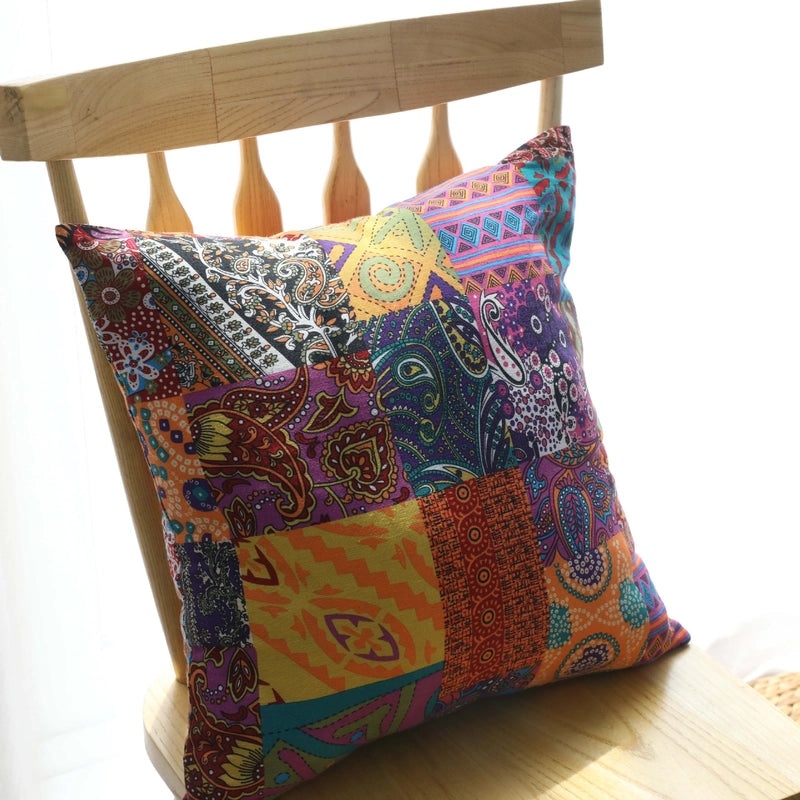 Retro Bohemian Middle Eastern Ethnic Cotton Linen Pillow Cover No Insert | Home Decor Pillows