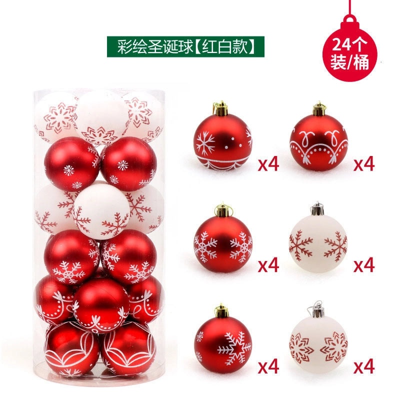 Creative 24-Piece 6cm Painted Transparent Christmas Ball Ornaments for Window Decoration|Christmas Decorations