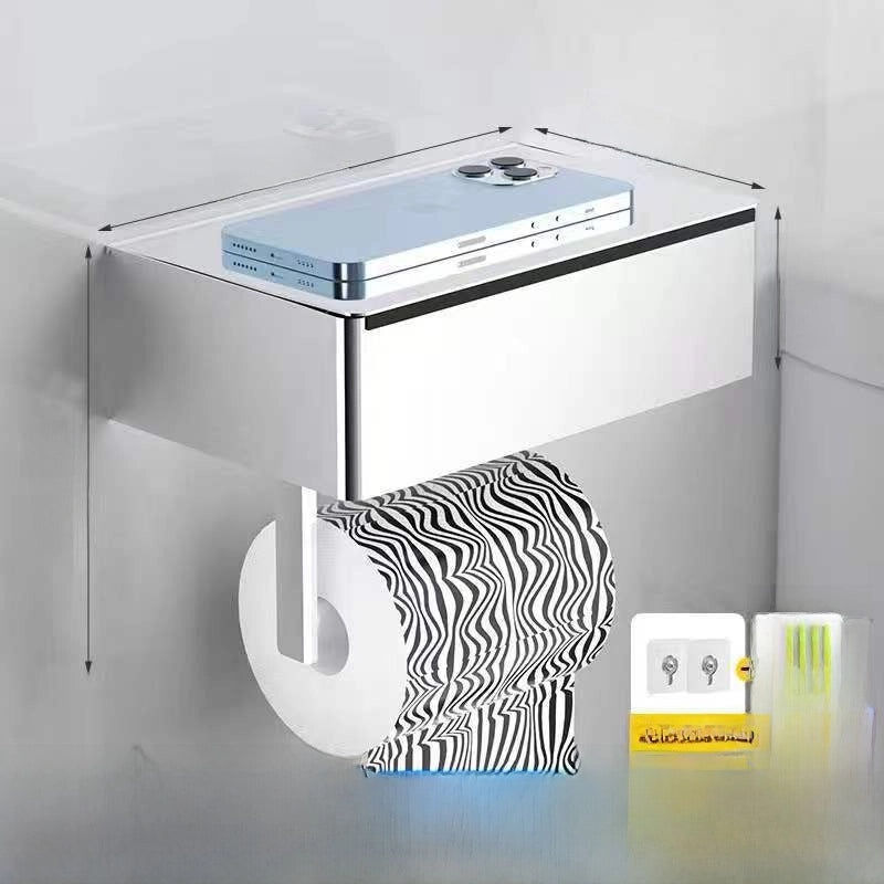 Multifunctional Black Stainless Steel Bathroom Tissue and Wipe Rack Punch-Free Installation|Bathroom Accessories