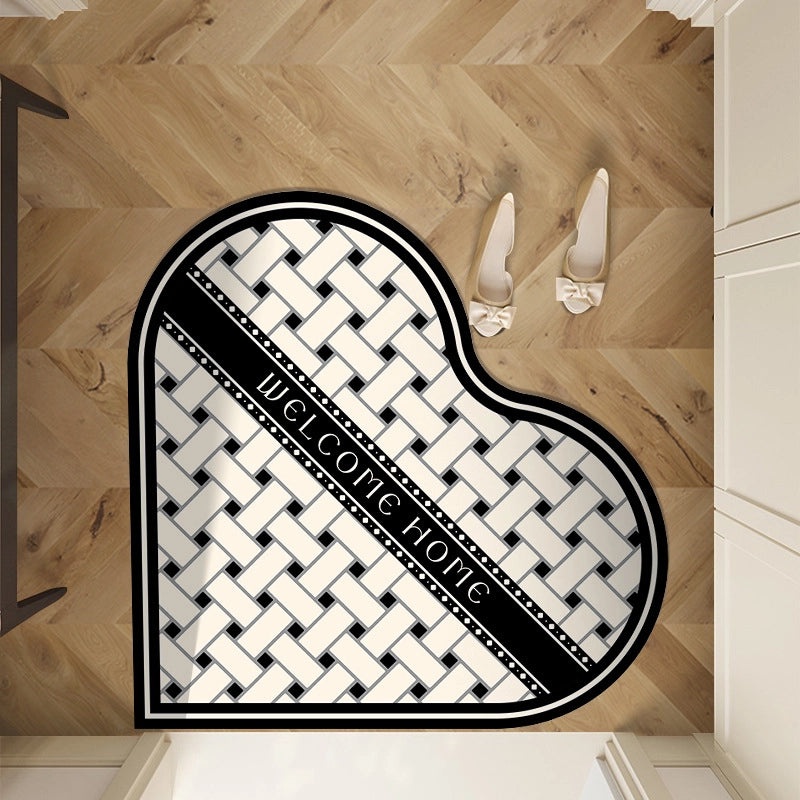 Pastoral Heart-Shaped Polyester Bath Mat - Casual Elegant Design for Bathroom Decor|Home & Living Bath Rugs