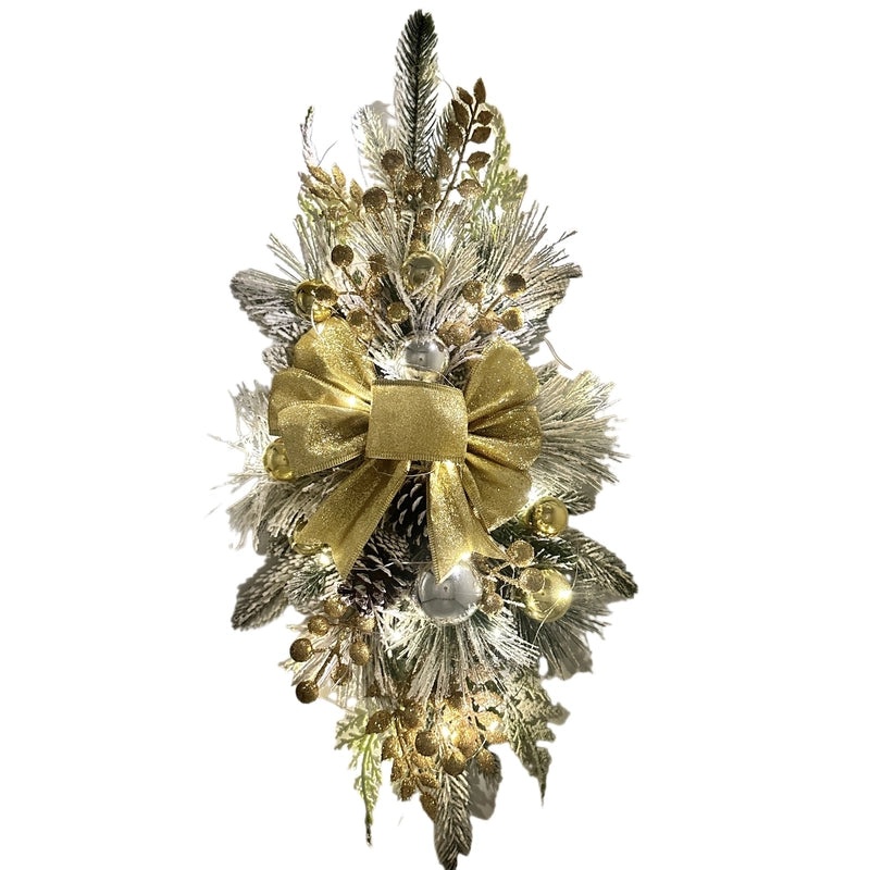 Christmas Flocked Staircase Wreath Nordic Indoor Home Decor Holiday Scene Layout|Christmas Decorations