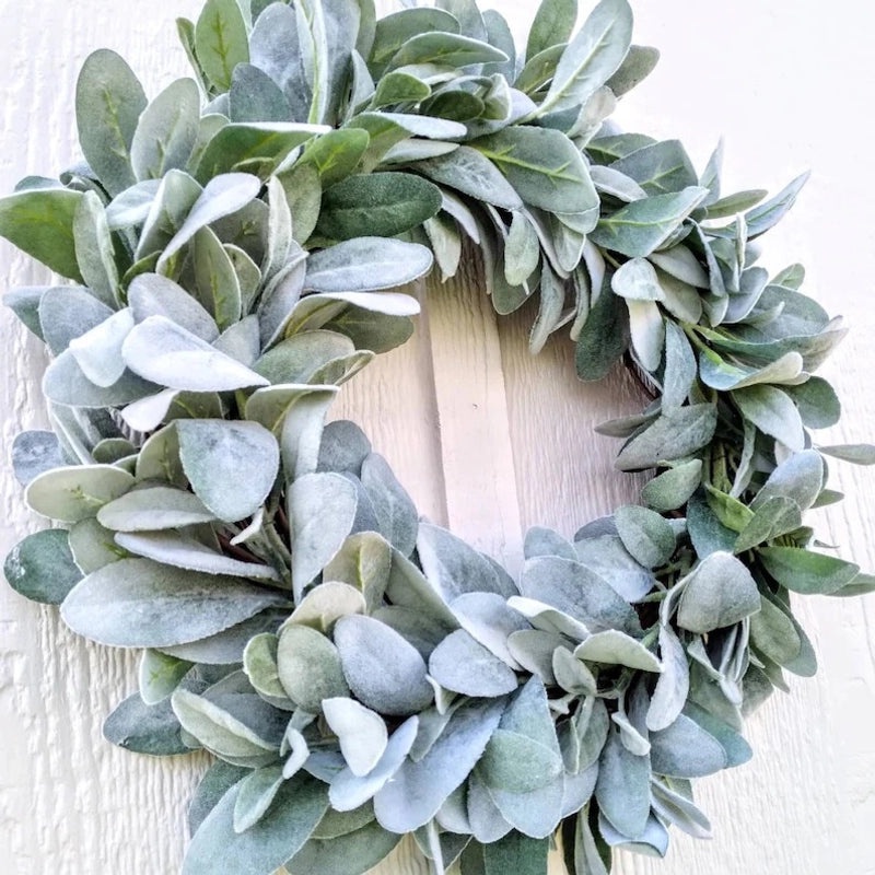 Farmhouse Bunny Lamb Ear Wreath for Front Door Green Mother's Day Decor | Home Decor Wreaths