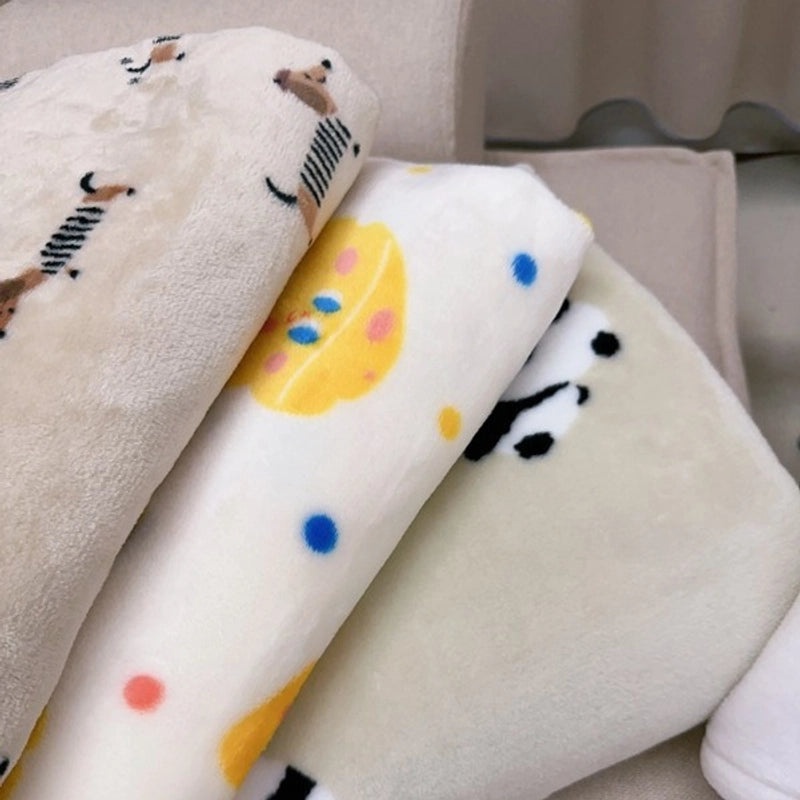 Cozy Cartoon Crayon Plush Flannel Blanket for Autumn Winter | Home & Living Bedding