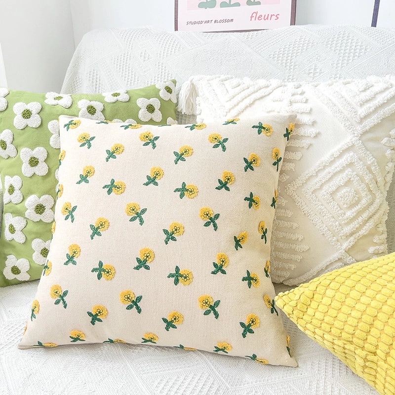 Minimalist Floral Cotton Linen Throw Pillow Cover for Sofa Couch Decor|Home Decor & Pillows