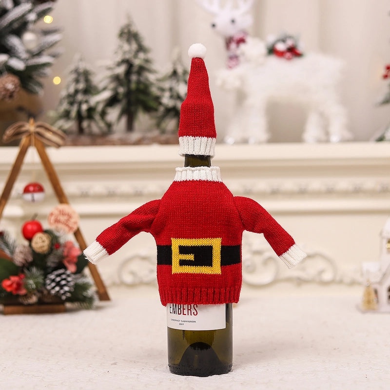 Acrylic Wool Knitted Christmas Wine Bottle Set for Restaurant Decor|Home Decor and Holiday Decorations