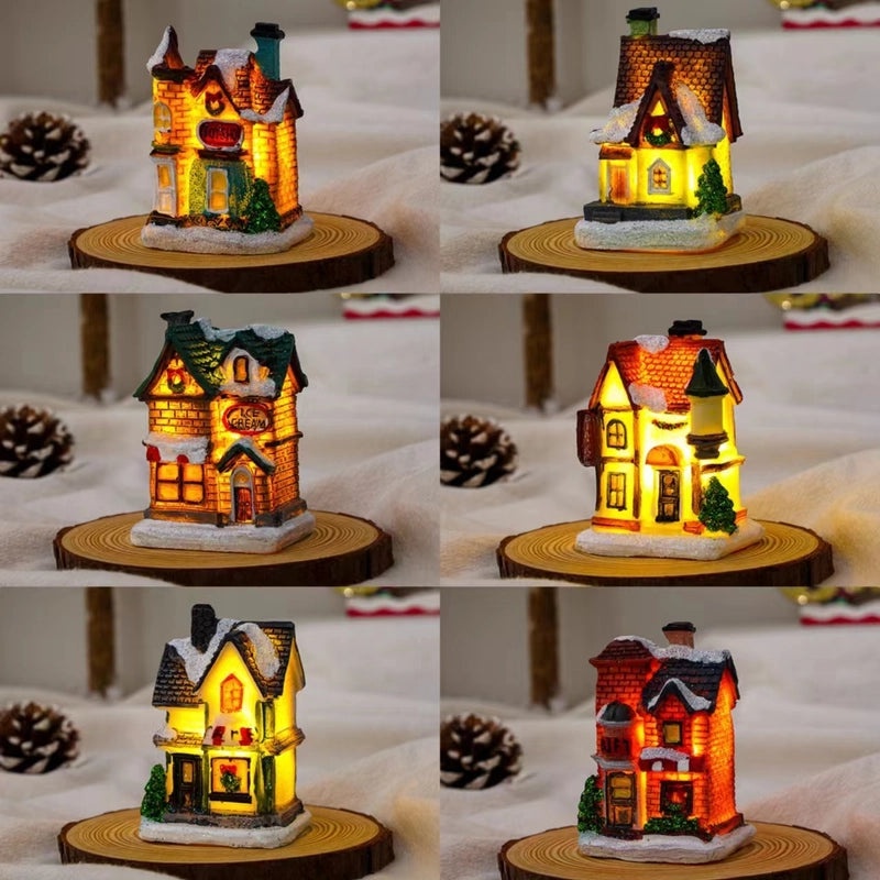 Christmas Mini Ornaments Luminous Holiday Decorations Christmas Eve Micro Landscape Desktop Window Gift Ideas|Home Decor & Holiday Accessories