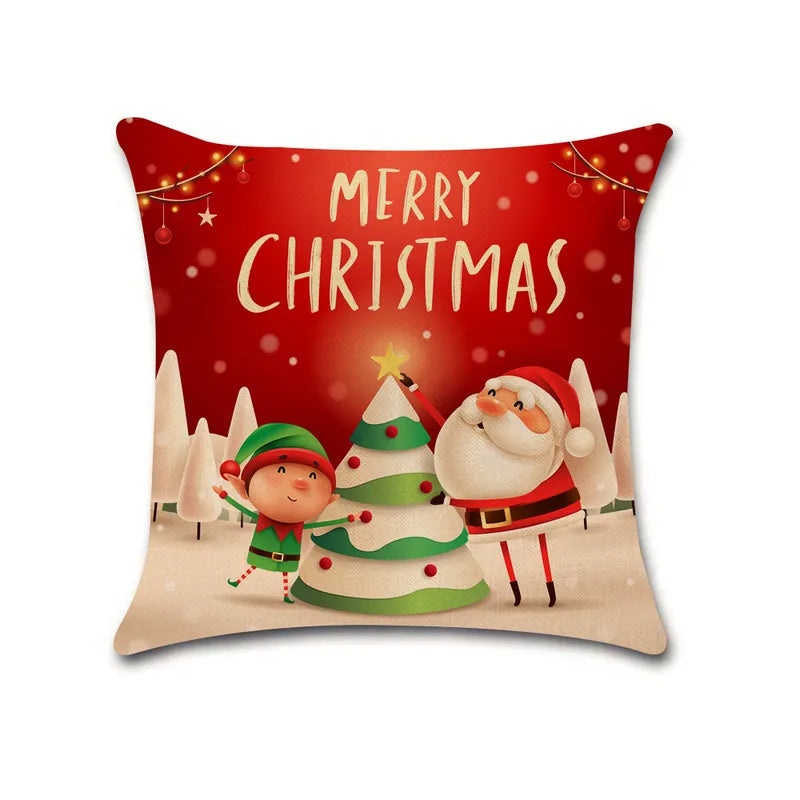 Christmas Cartoon Truck & Tree Linen Pillowcase New Holiday Decor | Home & Living Decor