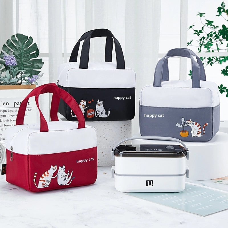 Cartoon Cat Portable Insulated Lunch Bag Outdoor Cooler Bag with Rice Insulation|Lunch Bags & Coolers