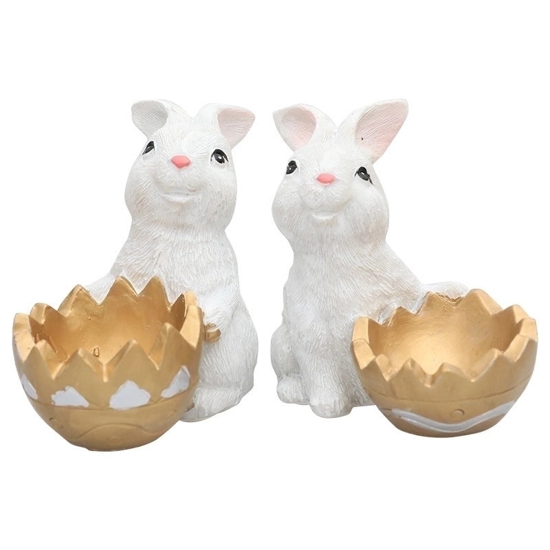 Cute Rabbit Resin Figurines in Cartoon Style|Home Decor & Collectibles