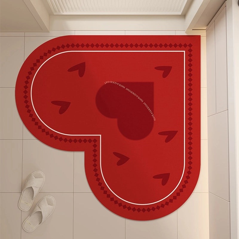 Elegant Heart-Shaped Diatomaceous Earth Bath Floor Mat Non-Slip Quick-Dry Absorbent Mat|Home & Living Bath Accessories
