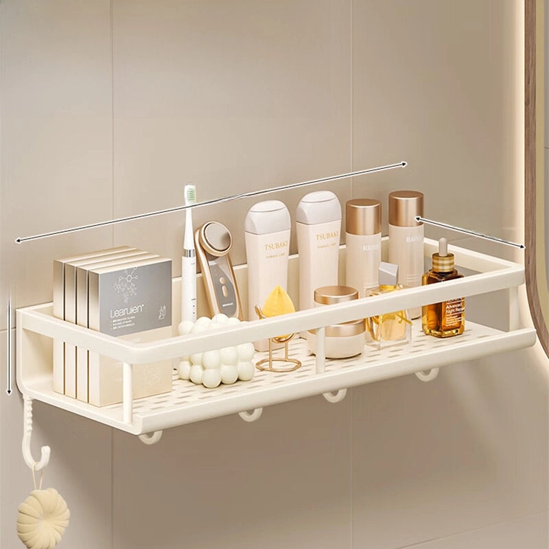Cream Style Punch-Free Toilet Storage Rack White Wall-Mounted Bathroom Shelf|Bathroom Storage Organizers