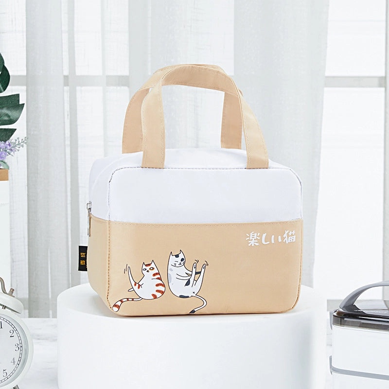 Cartoon Cat Portable Insulated Lunch Bag Outdoor Cooler Bag with Rice Insulation|Lunch Bags & Coolers