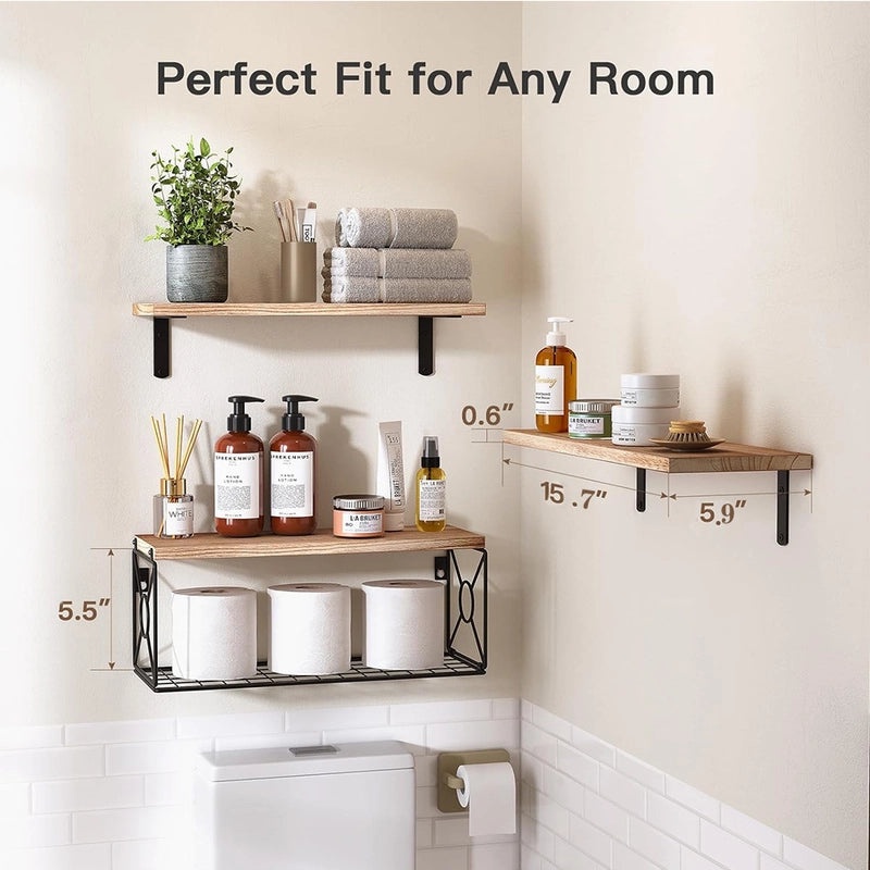 Solid Color Wood and Iron Storage Rack for Kitchen and Bathroom | Kitchen Storage