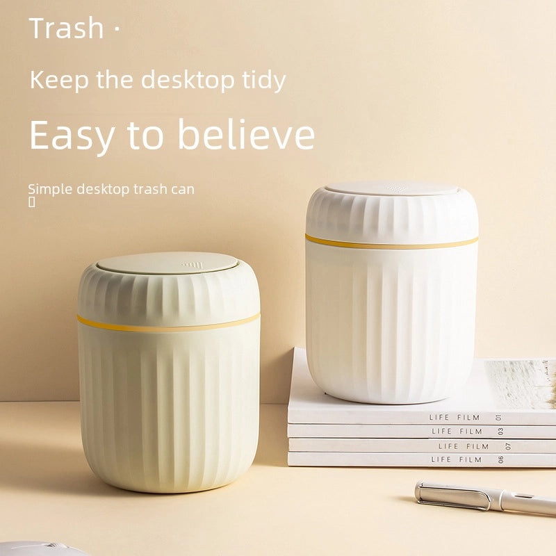 Modern Minimalist Push-Lid Small Desktop Trash Bin for Office Living Room Study | Home & Office Accessories