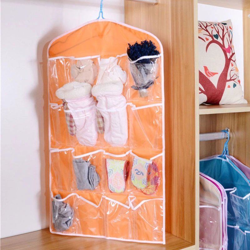 16-Grid Multi-Compartment Hanging Storage Bag for Underwear Socks Organizer|Home Storage & Organization