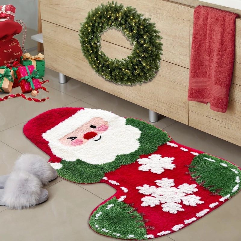 Festive Santa & Reindeer Cashmere-Feel Carpet Bedding for Christmas Vacation|Home Decor Bedding