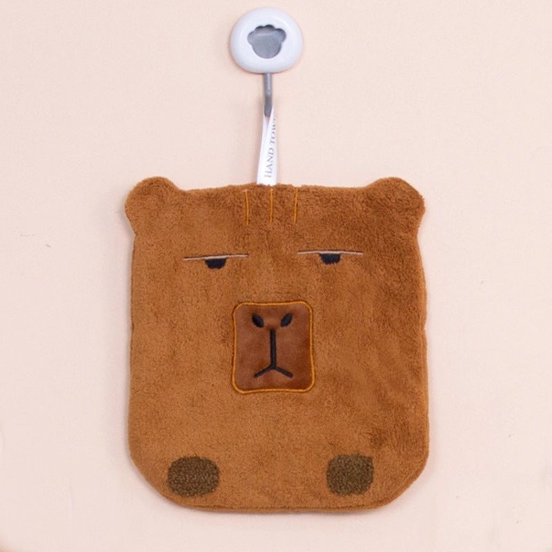 Cute Capybara Hanging Hand Towel Absorbent Kitchen & Bathroom Cartoon Rag | Home & Kitchen Textiles