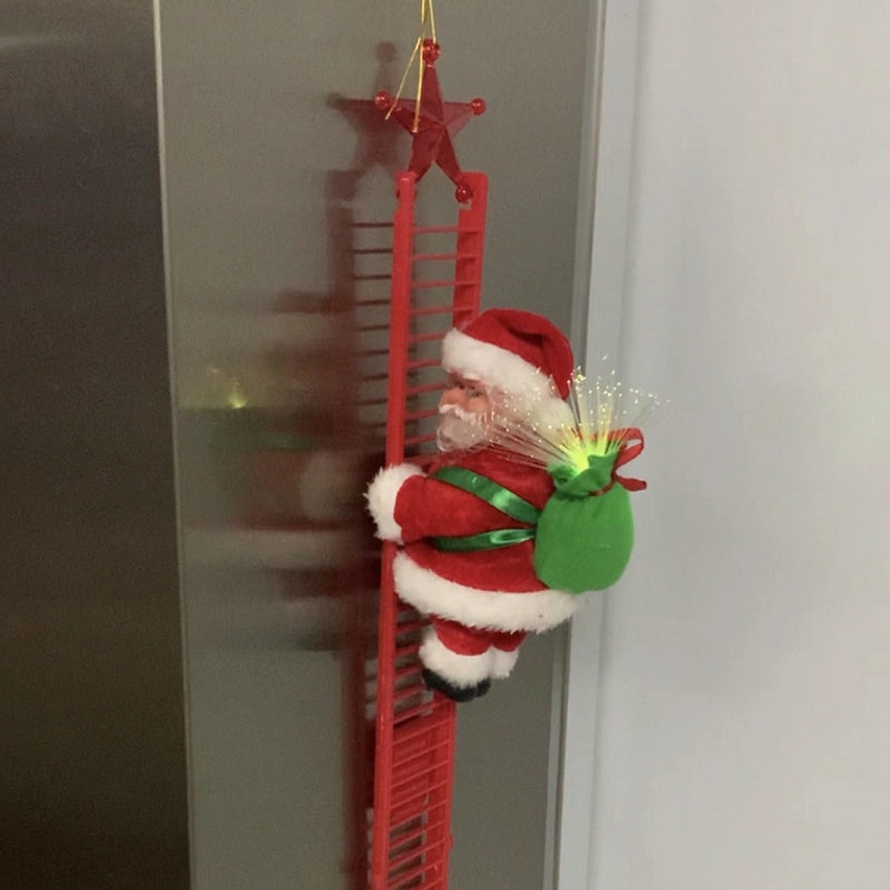Christmas Fiber Optic Climbing Ladder Red White Double and Single with Santa Deer and Sleigh Decorations|Holiday Decorations